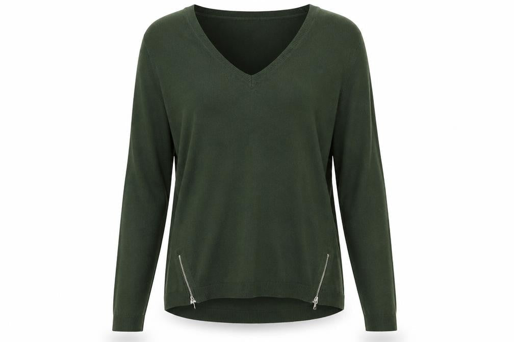 Front view of Papaya women’s green jumper, size L