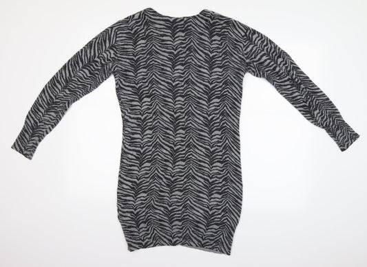 inItial Womens Grey Animal Print  Cardigan Jumper Size M