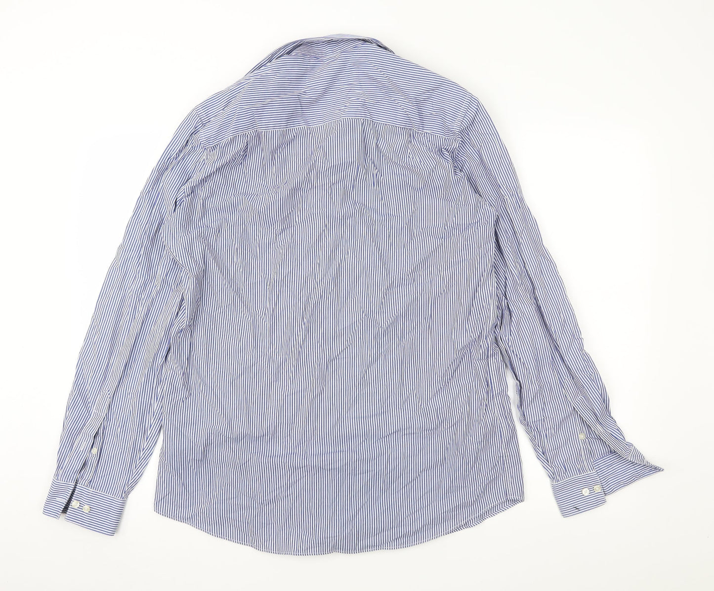 NEXT Mens Blue Striped   Button-Up Size 15.5