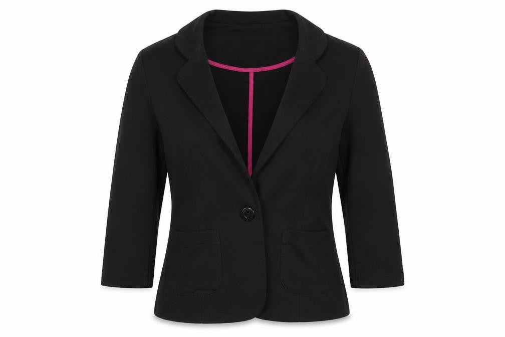Front view of ASOS women’s black jacket, size UK 8