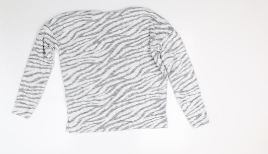 New Look Womens White Striped  Pullover Jumper Size S