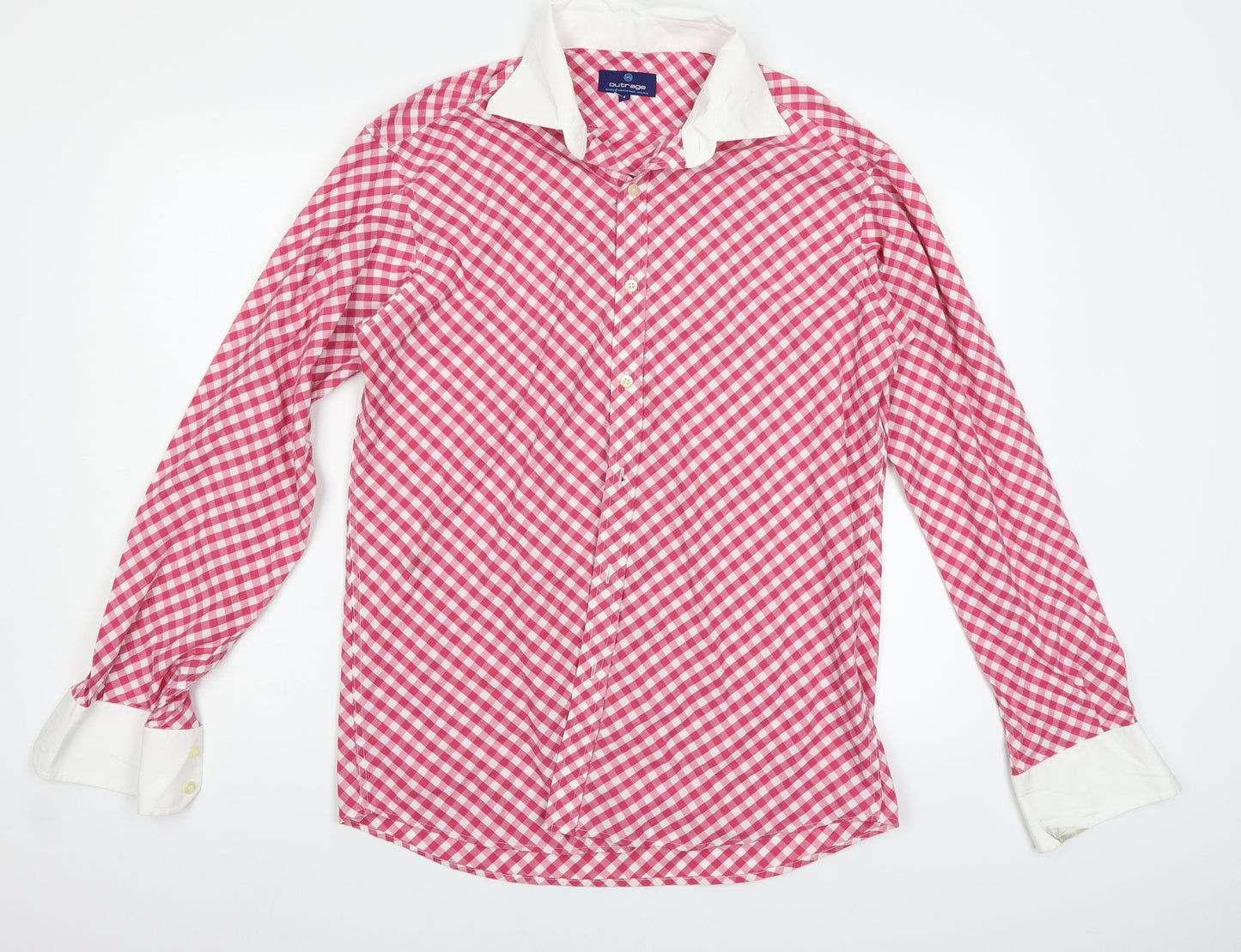 Outrage Mens Red Check   Button-Up Size M