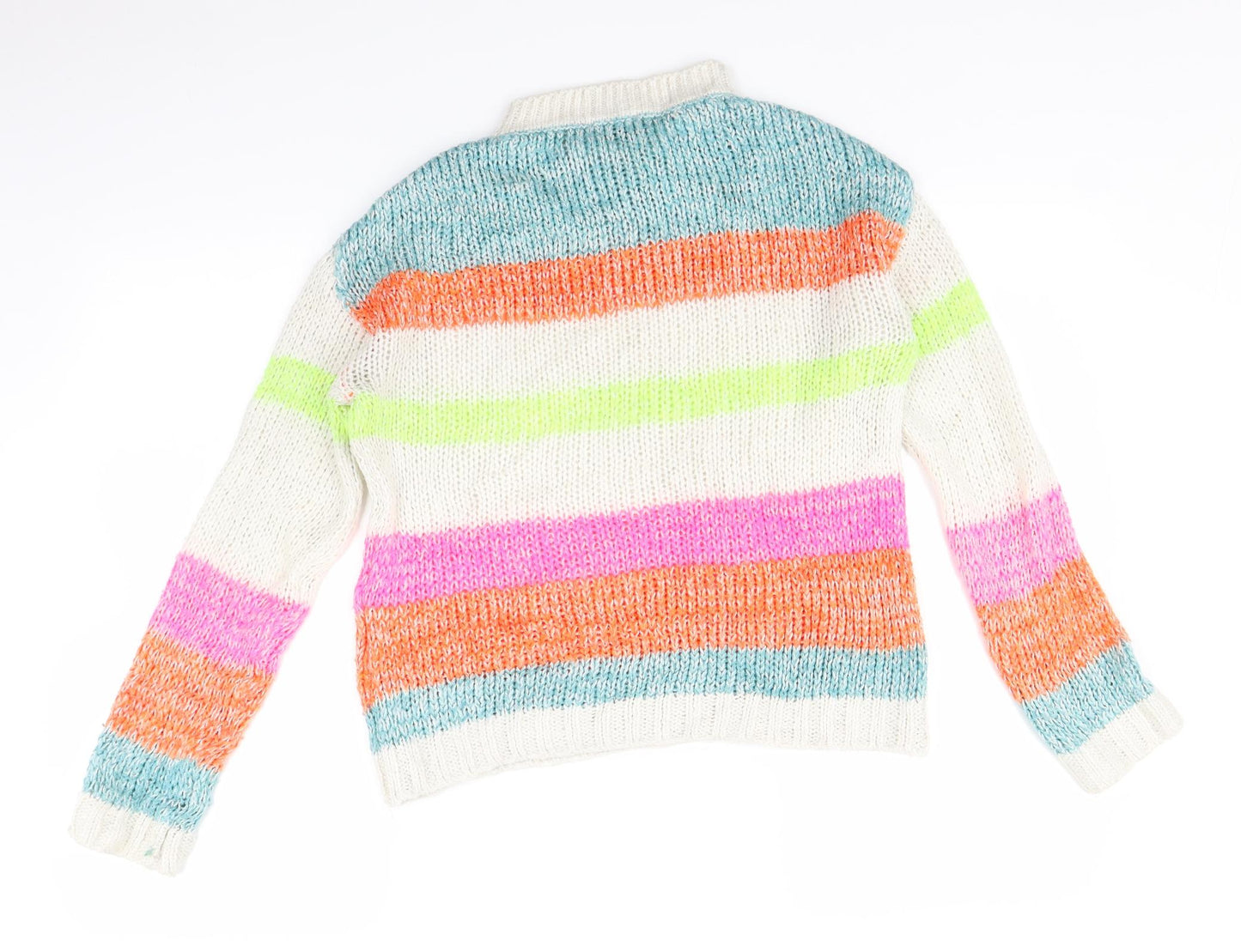 Primark Womens White Striped Knit Pullover Jumper Size XS