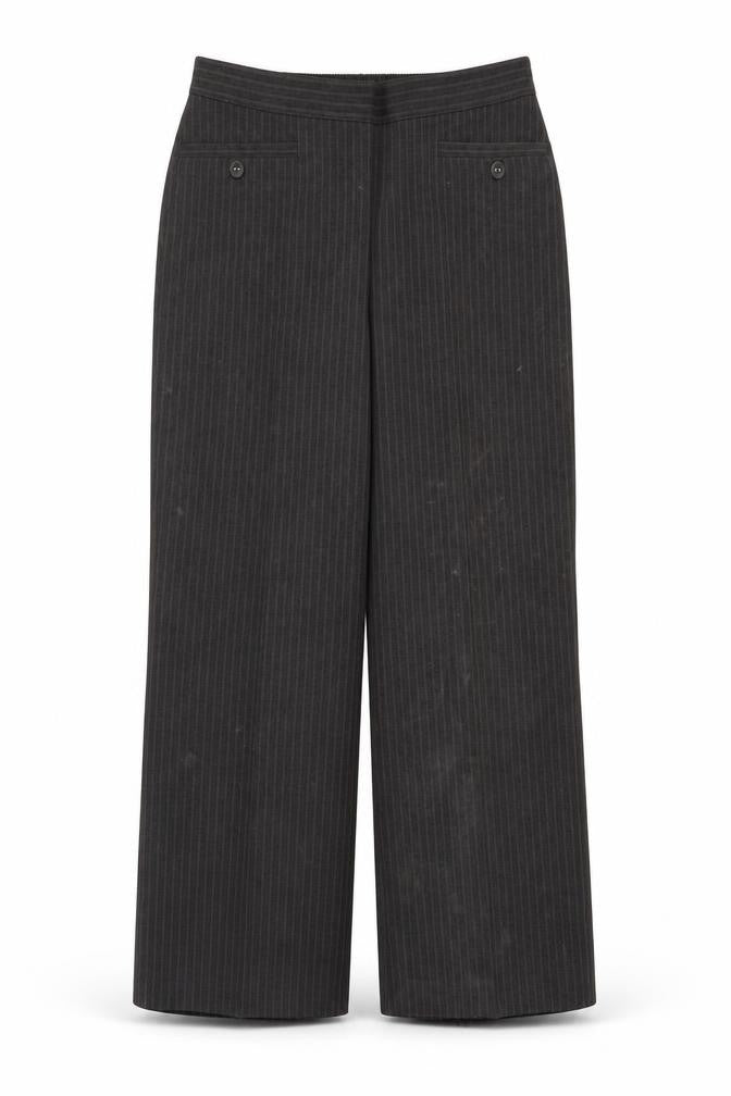 Bonmarché Womens Brown Striped Cropped Trousers Size 12 L25 in - Elastic Waist