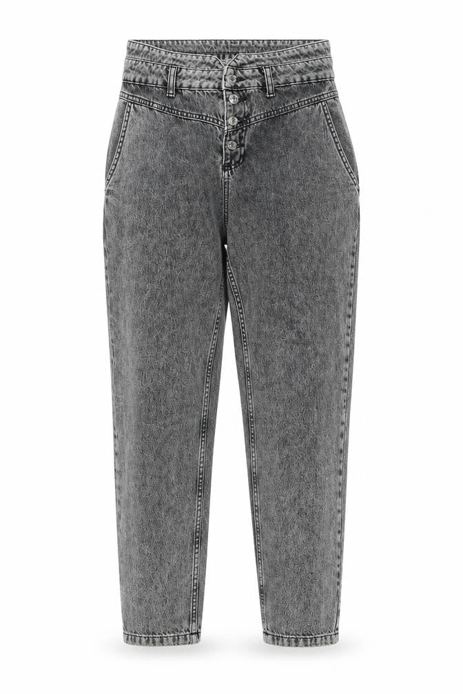 Front view of Denim & Co. women’s black denim straight jeans, size UK 10, 26-inch leg