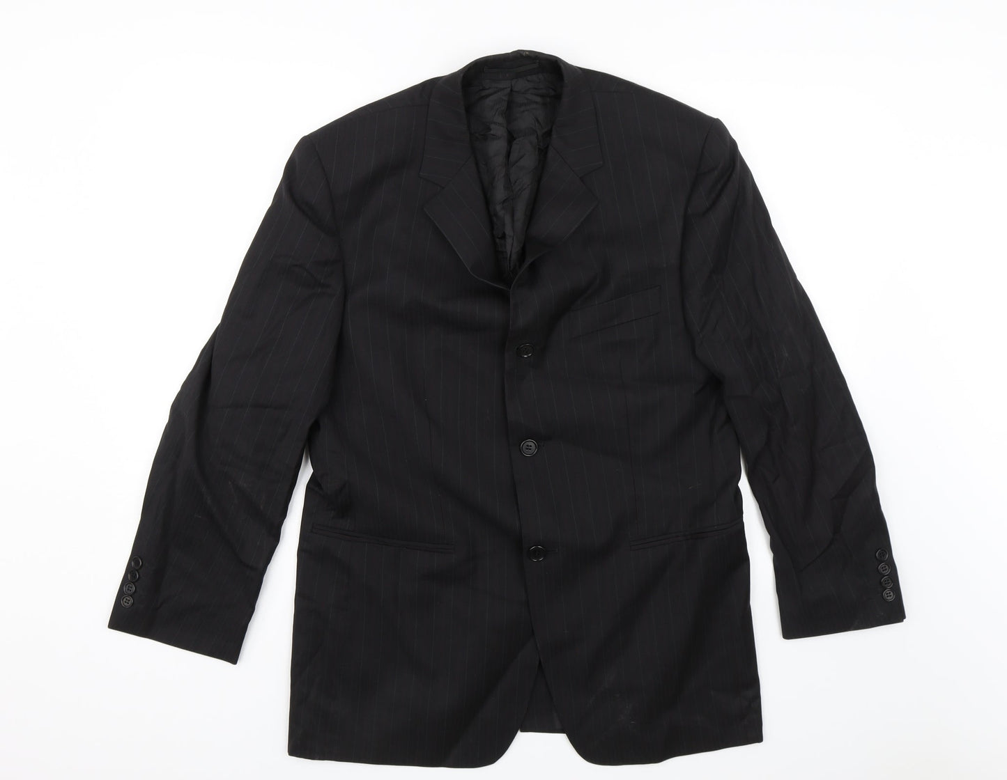 Van Kollem Mens Black Striped  Jacket Blazer Size 36