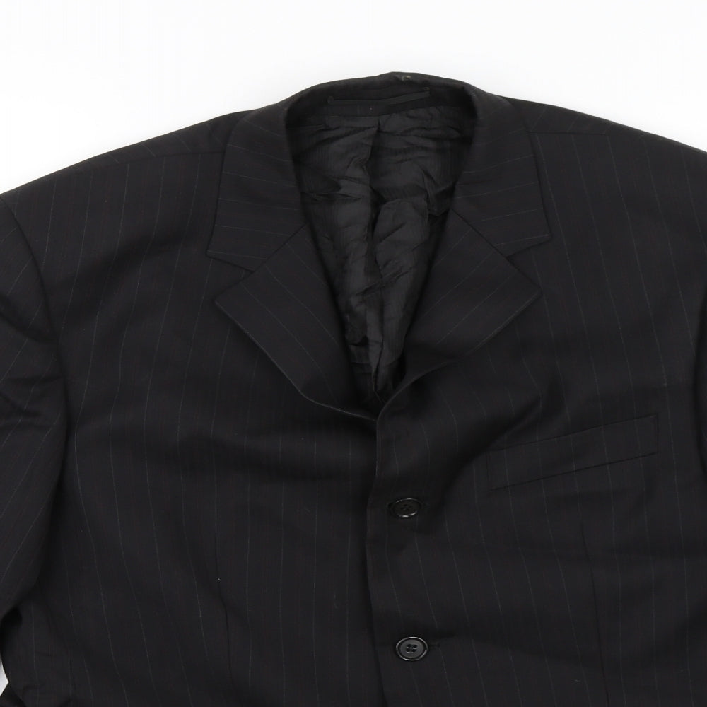 Van Kollem Mens Black Striped  Jacket Blazer Size 36