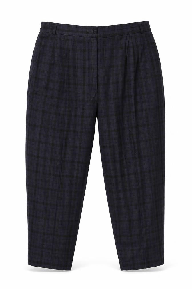Marks & Spencer Womens Purple Check  Capri Trousers Size 32 L27 in