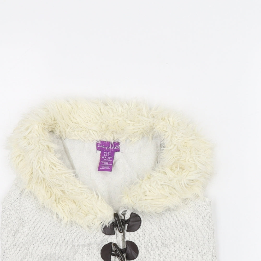 Shrinking Violet Girls White   Jacket Coatigan Size 2-3 Years