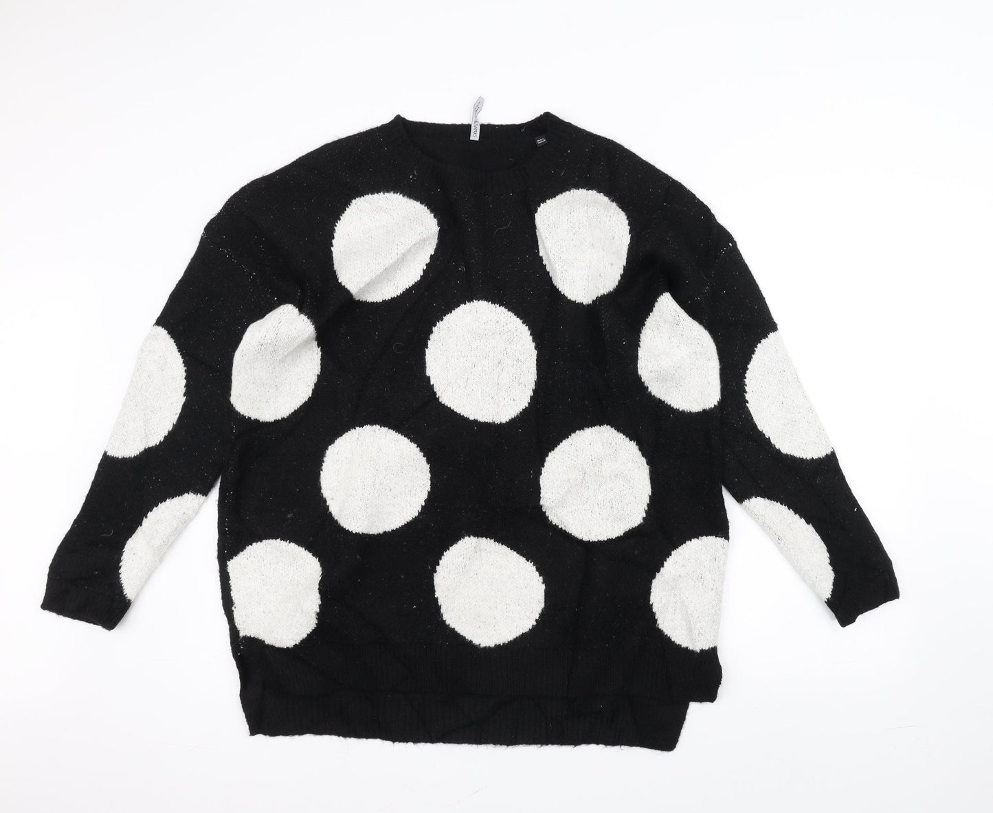 capsule Womens Black Polka Dot Knit Pullover Jumper Size 12