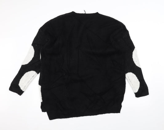 capsule Womens Black Polka Dot Knit Pullover Jumper Size 12