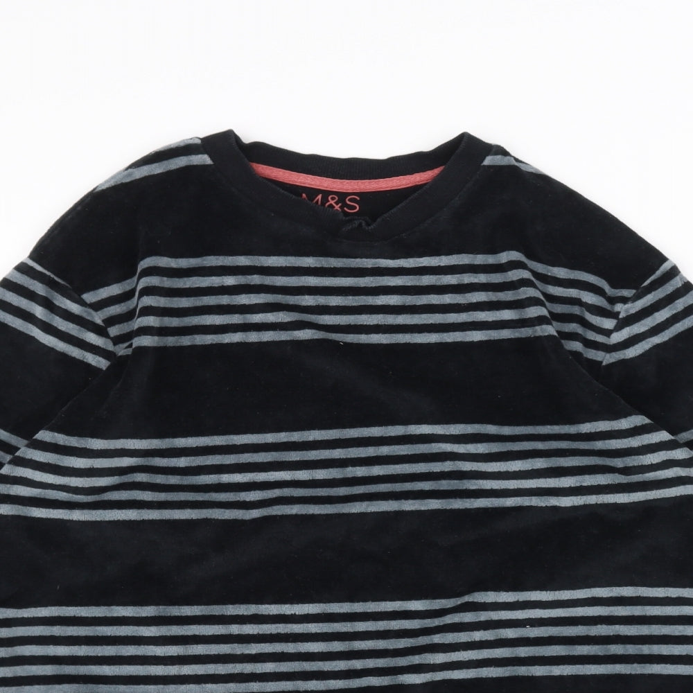 Marks and Spencer Girls Black Striped  Pullover Jumper Size 12-13 Years