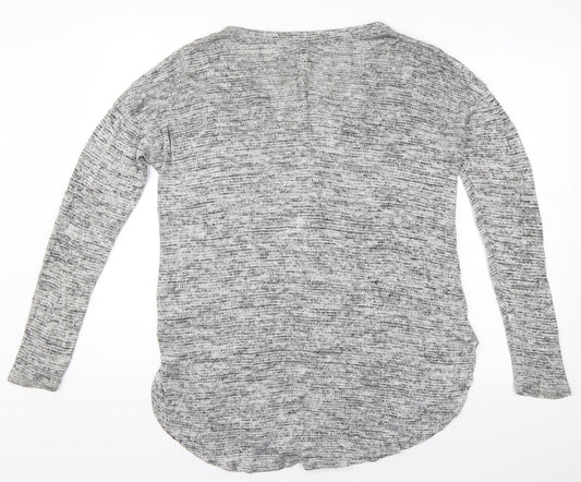 Preworn Womens Grey Striped  Cardigan Jumper Size M
