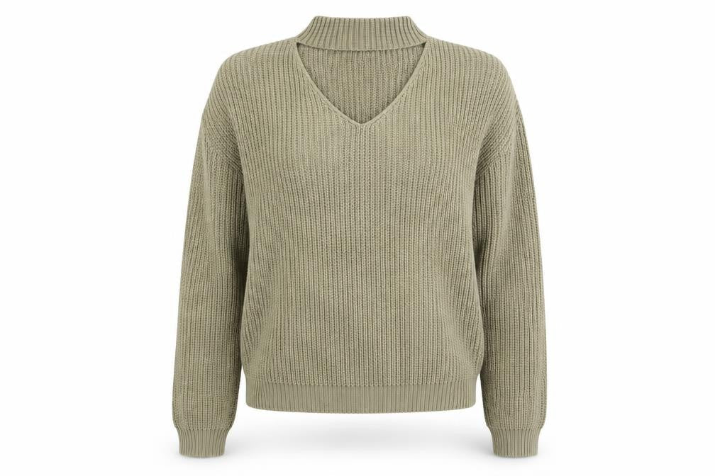 Front view of Missguided women’s green jumper, size S
