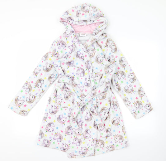 Emoji Girls Grey Animal Print  Top Robe Size M  - Unicorn
