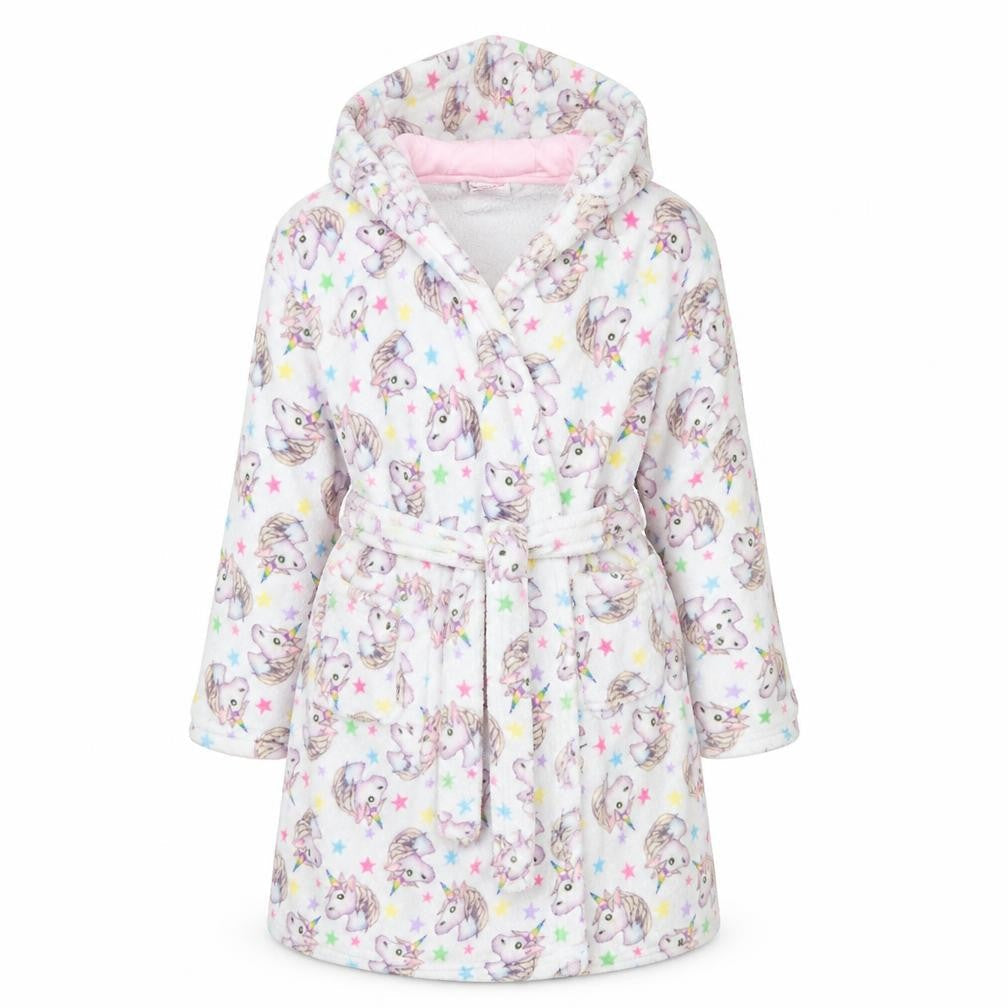 Emoji Girls Grey Animal Print  Top Robe Size M  - Unicorn