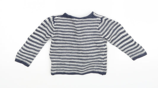 M&S Baby Blue Striped  Cardigan Jumper Size 9-12 Months
