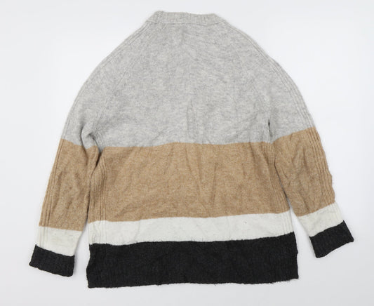 Marks & Spencer Womens Grey Striped  Pullover Jumper Size M
