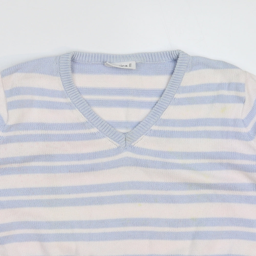 C&A Womens Multicoloured Striped Knit Pullover Jumper Size L
