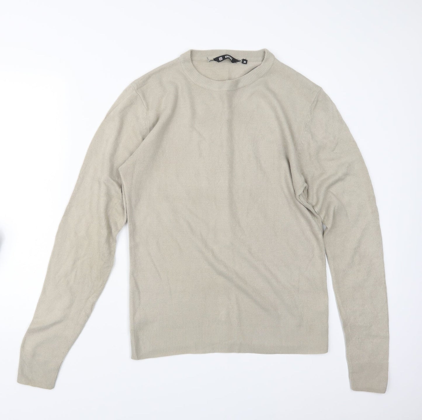 Vintage Mens Beige  Knit Pullover Jumper Size M