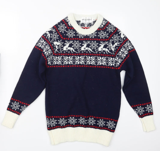 Dot & Sprout Womens Blue  Knit Pullover Jumper Size XS