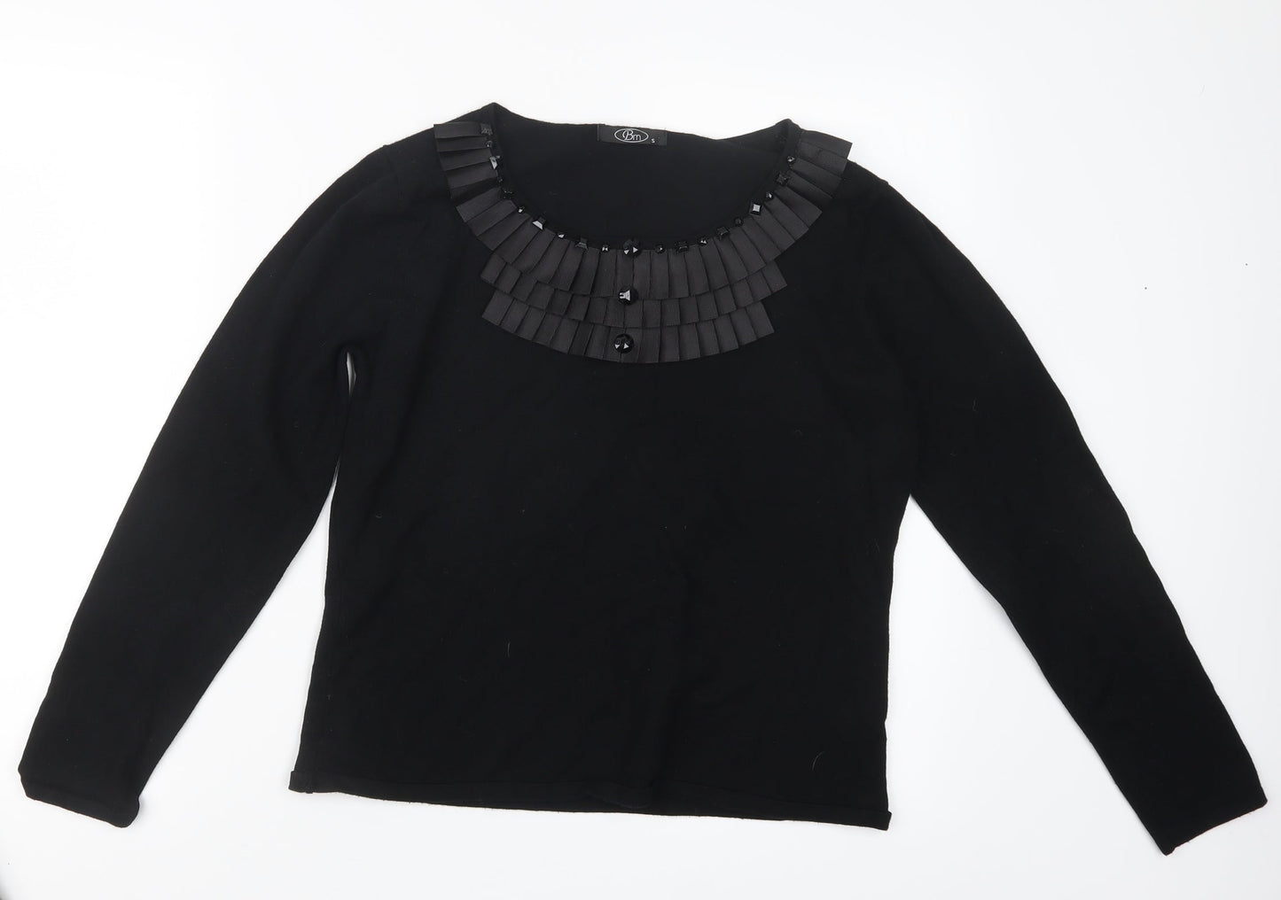BM Womens Black  Knit Pullover Jumper Size S