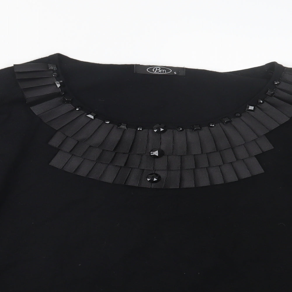 BM Womens Black  Knit Pullover Jumper Size S