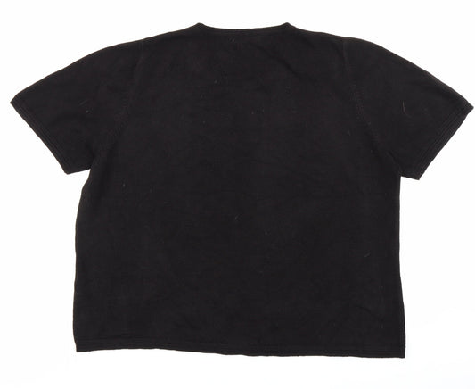 Classic Womens Black  Knit Basic T-Shirt Size 18