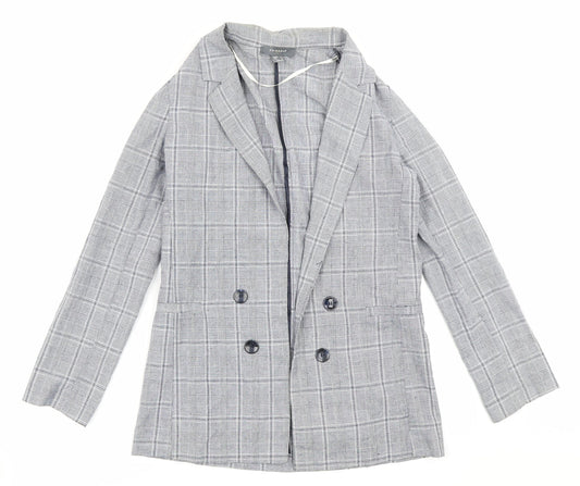 Primrk Womens Grey Check  Jacket Blazer Size 8
