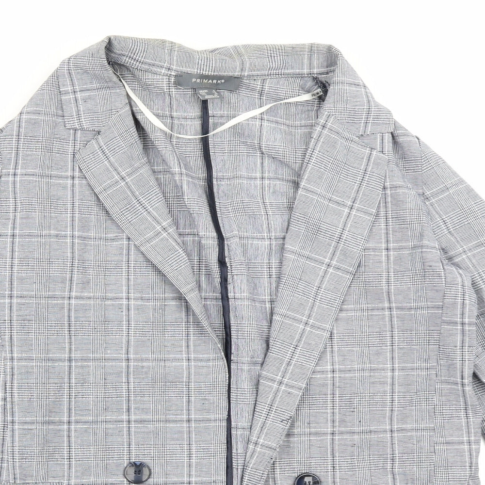 Primrk Womens Grey Check  Jacket Blazer Size 8
