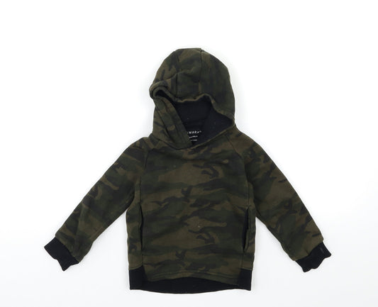 Primark Boys Green Camouflage  Pullover Hoodie Size 2-3 Years