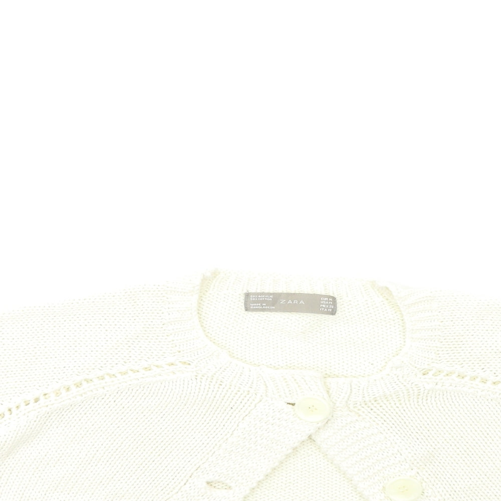 Zara Womens Beige  Knit Cardigan Jumper Size M