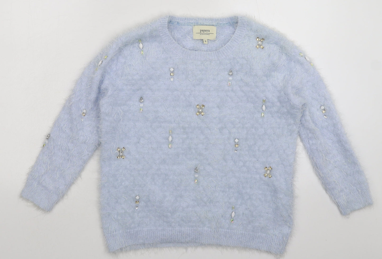 Papaya Womens Blue  Knit Pullover Jumper Size S