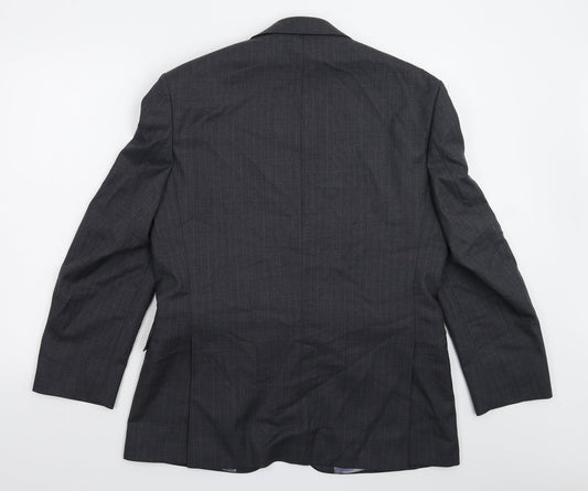The Label Mens Grey Striped  Jacket Suit Jacket Size 40