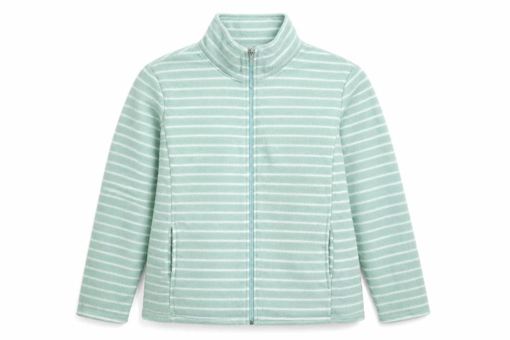 Preworn Womens Green Striped Fleece Jacket  Size L