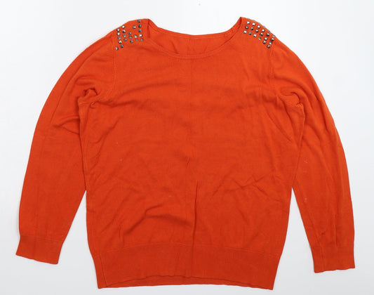 Preworn Womens Orange  Knit Pullover Jumper Size L