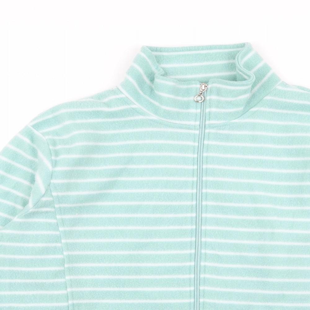 Anne De Lancay Womens Blue Striped  Full Zip Jumper Size L  - fleece