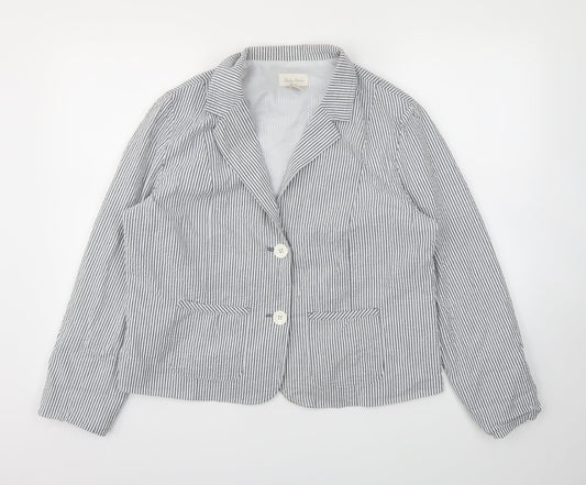 STUDIO  Womens Grey Striped  Jacket Blazer Size 14