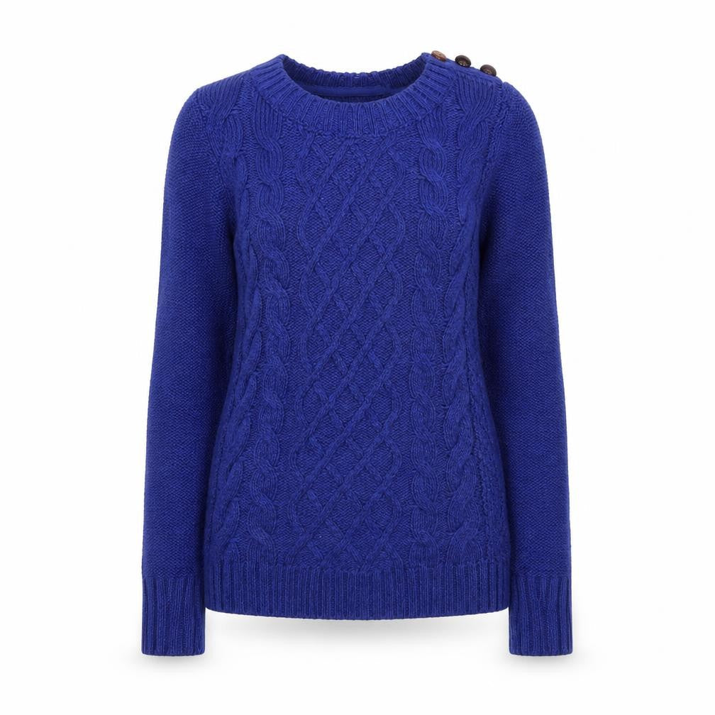 Front view of LOGG women’s blue jumper, size XS