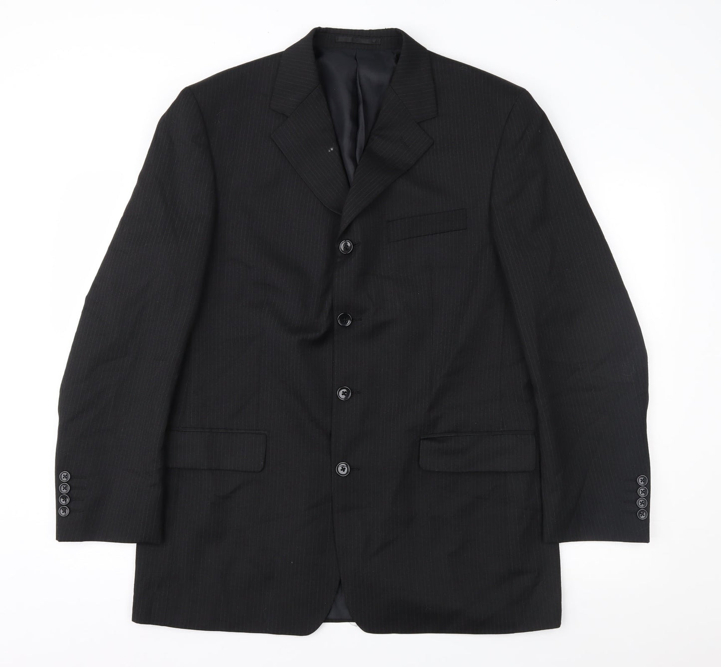 Copperstone Mens Black Striped  Jacket Suit Jacket Size 42