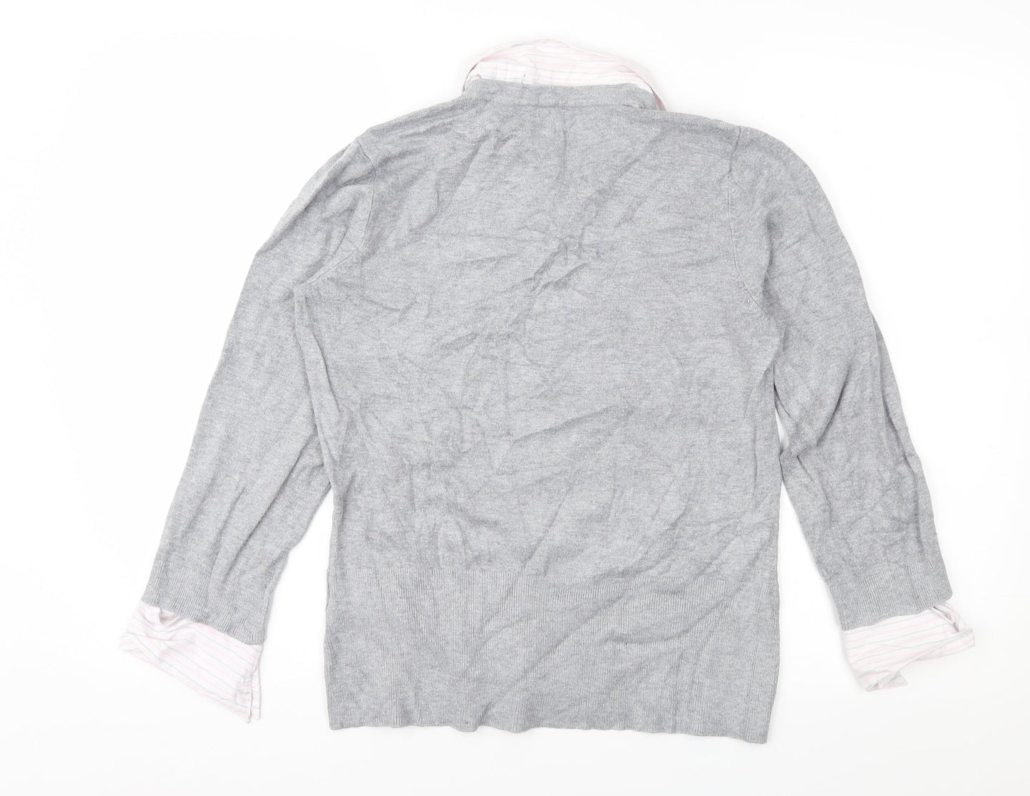 Linea Womens Grey Striped  Pullover Jumper Size M