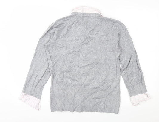 Linea Womens Grey Striped  Pullover Jumper Size M