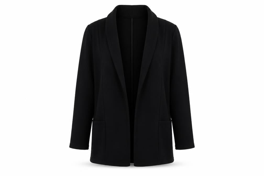Front view of Papaya women’s black jacket coat, size UK 12