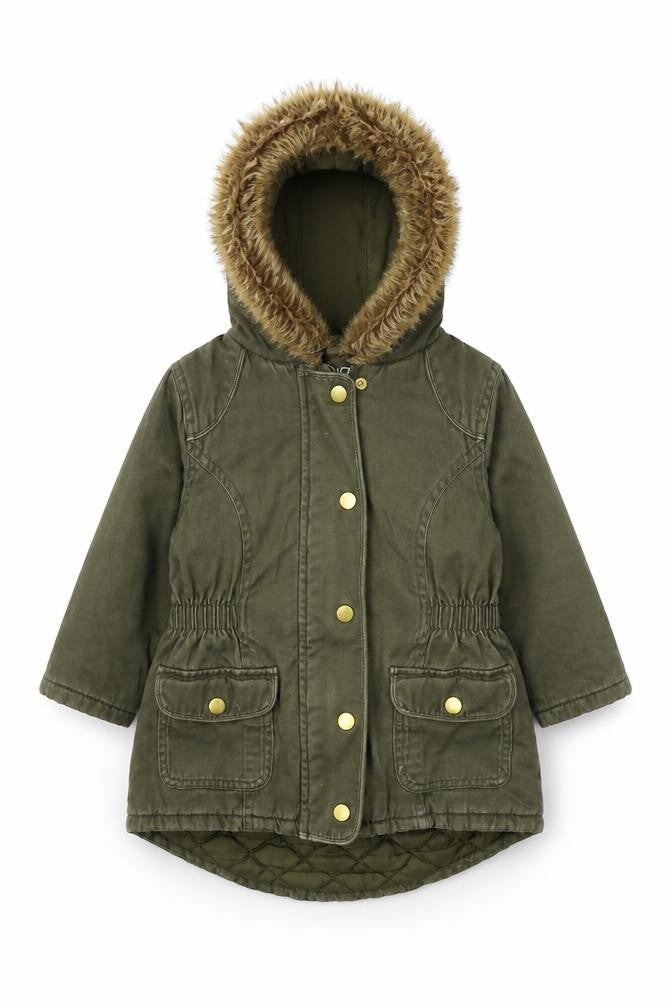 Front view of Marks & Spencer girls’ green jacket coat, size 2, years