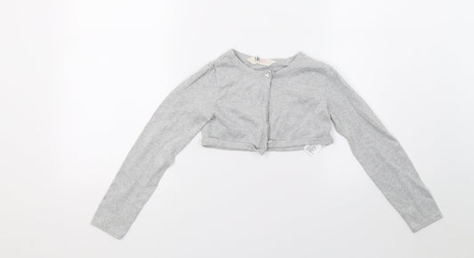 H&M Girls Grey   Cardigan Jumper Size 5-6 Years  - Croped