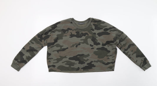 Primark Womens Green Camouflage  Pullover Sweatshirt Size 2XS  - Croped