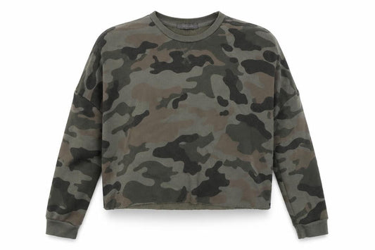 Primark Womens Green Camouflage  Pullover Sweatshirt Size 2XS  - Croped