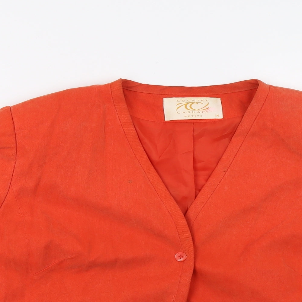 Country Casuals Womens Orange   Basic Button-Up Size 14