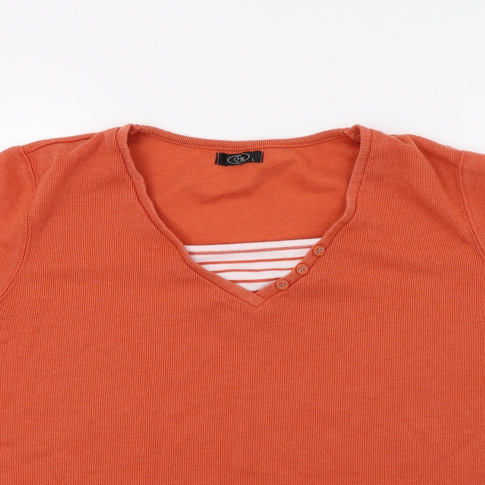 BM Womens Orange  Knit Pullover Jumper Size L