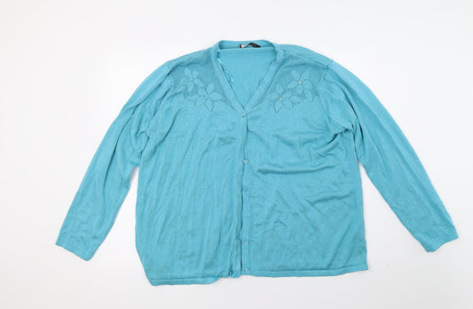 BM Womens Blue  Knit Cardigan Jumper Size XL